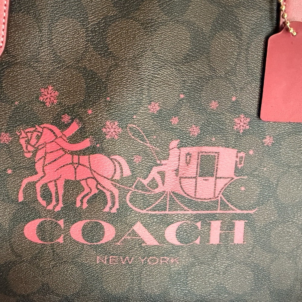 Coach Zip Tote In Signature Canvas with Rouge Horse and Sleigh - Picture 5 of 11